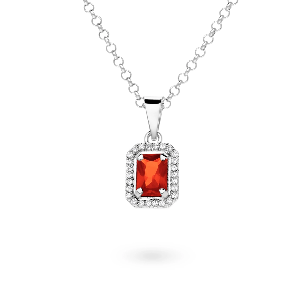 Prívesok z bieleho zlata s padparadžou a so zirkónmi