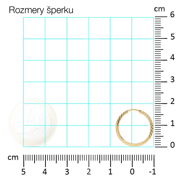 Zlaté náušnice kruhy 1,5 cm gravírované