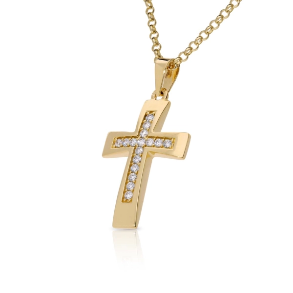 Zlatý prívesok krížik stone Frame