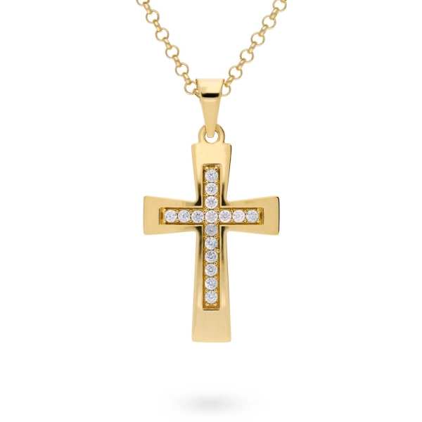 Zlatý prívesok krížik stone Frame