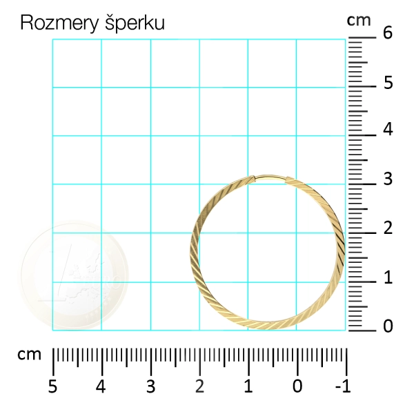 Zlaté náušnice kruhy 2 cm gravírované