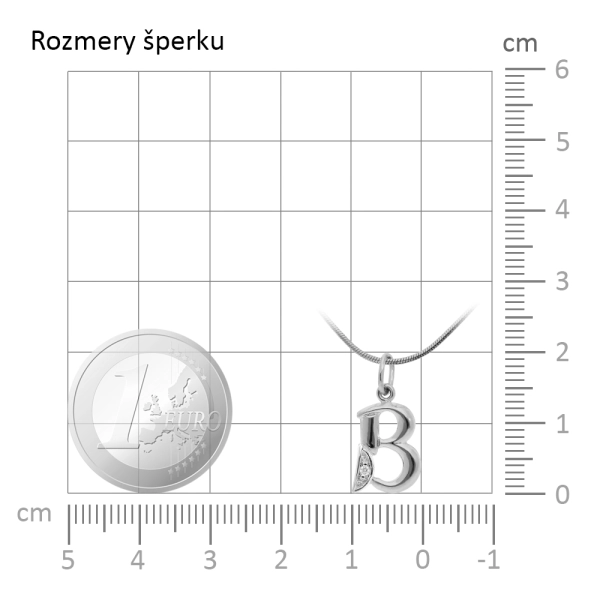 Zlatý prívesok písmeno B s kameňom