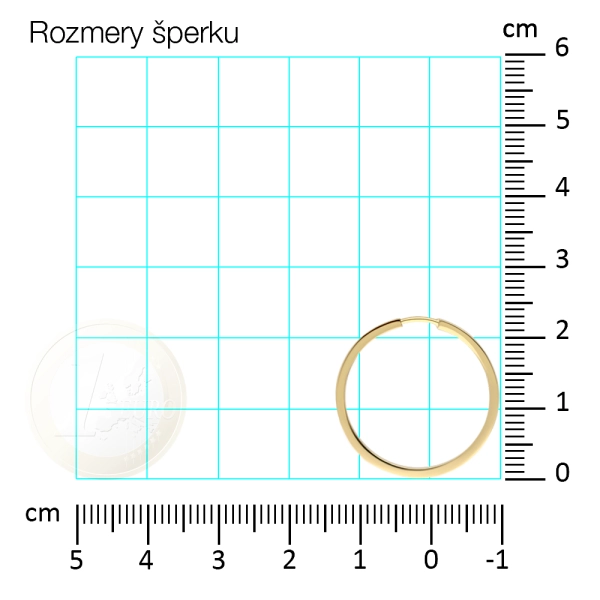 Zlaté náušnice kruhy hranaté  2 cm