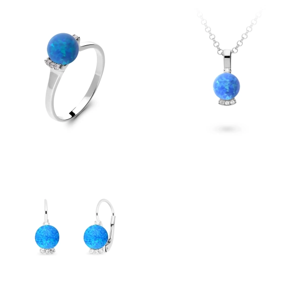 Sada šperkov z bieleho zlata Lonneke - tyrkysový opalit, zirkón
