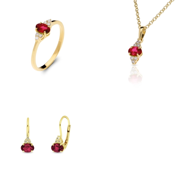 Súprava zlatých šperkov Elin - diamant, rubín