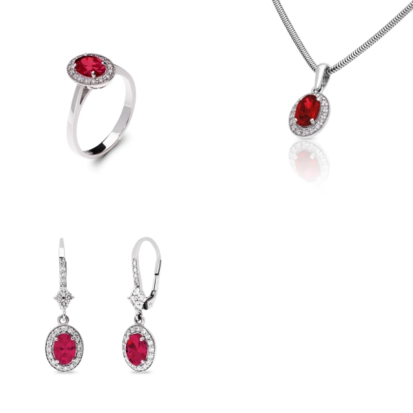 Sada šperkov z bieleho zlata Antoinette - diamant, rubín