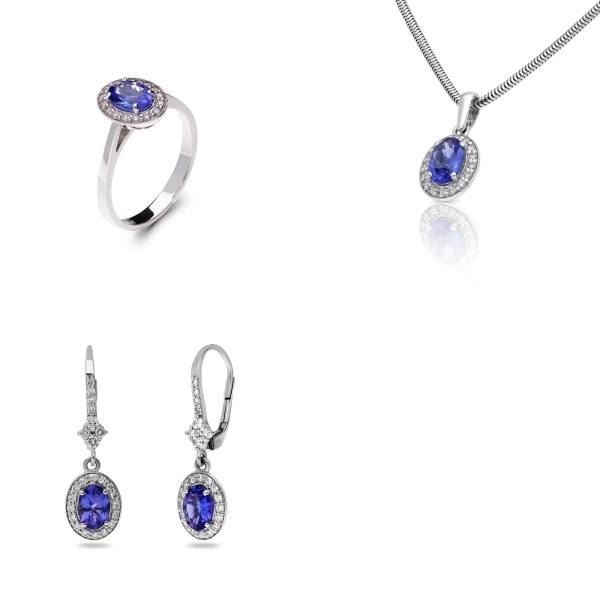 Sada šperkov z bieleho zlata Antoinette - diamant, tanzanit