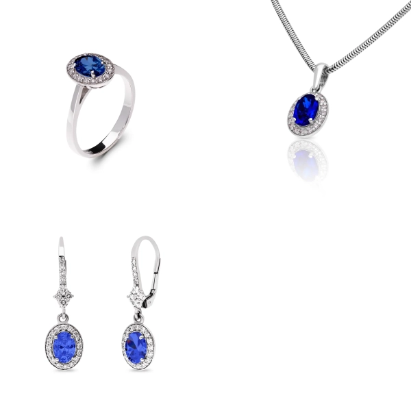 Sada šperkov z bieleho zlata Antoinette - diamant, zafír