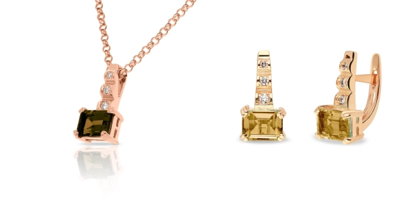 Sada šperkov z ružového zlata Maaike - diamant, záhneda