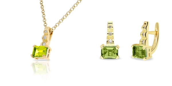 Súprava zlatých šperkov Maaike - diamant, olivín