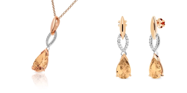 Set šperkov z bielo-ružového zlata Elisabeth - champagne, zirkón